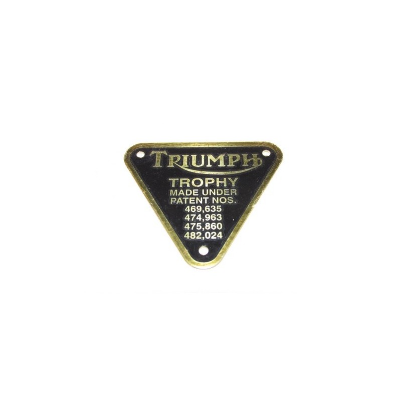 Placa Patente Triumph Aluminio "TROPHY"