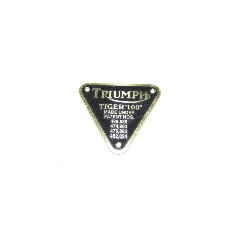 Placa Patente Triumph Aluminio "TIGER 100"