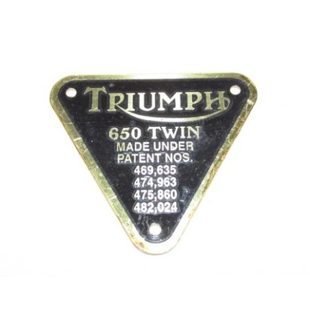 Placa Patente Triumph Aluminio "650 TWIN"