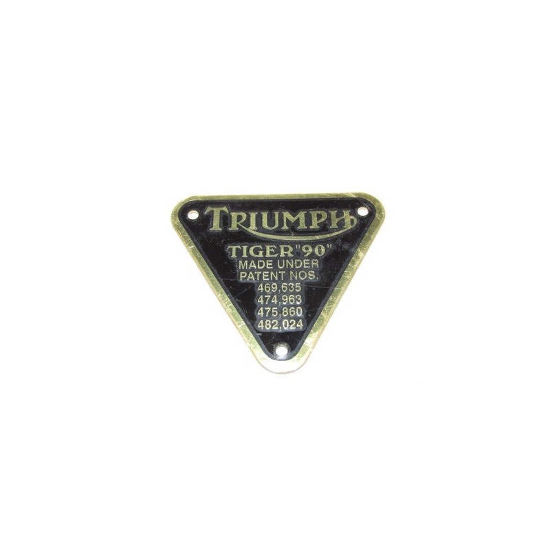 Placa Patente Triumph Aluminio "TIGER 90"